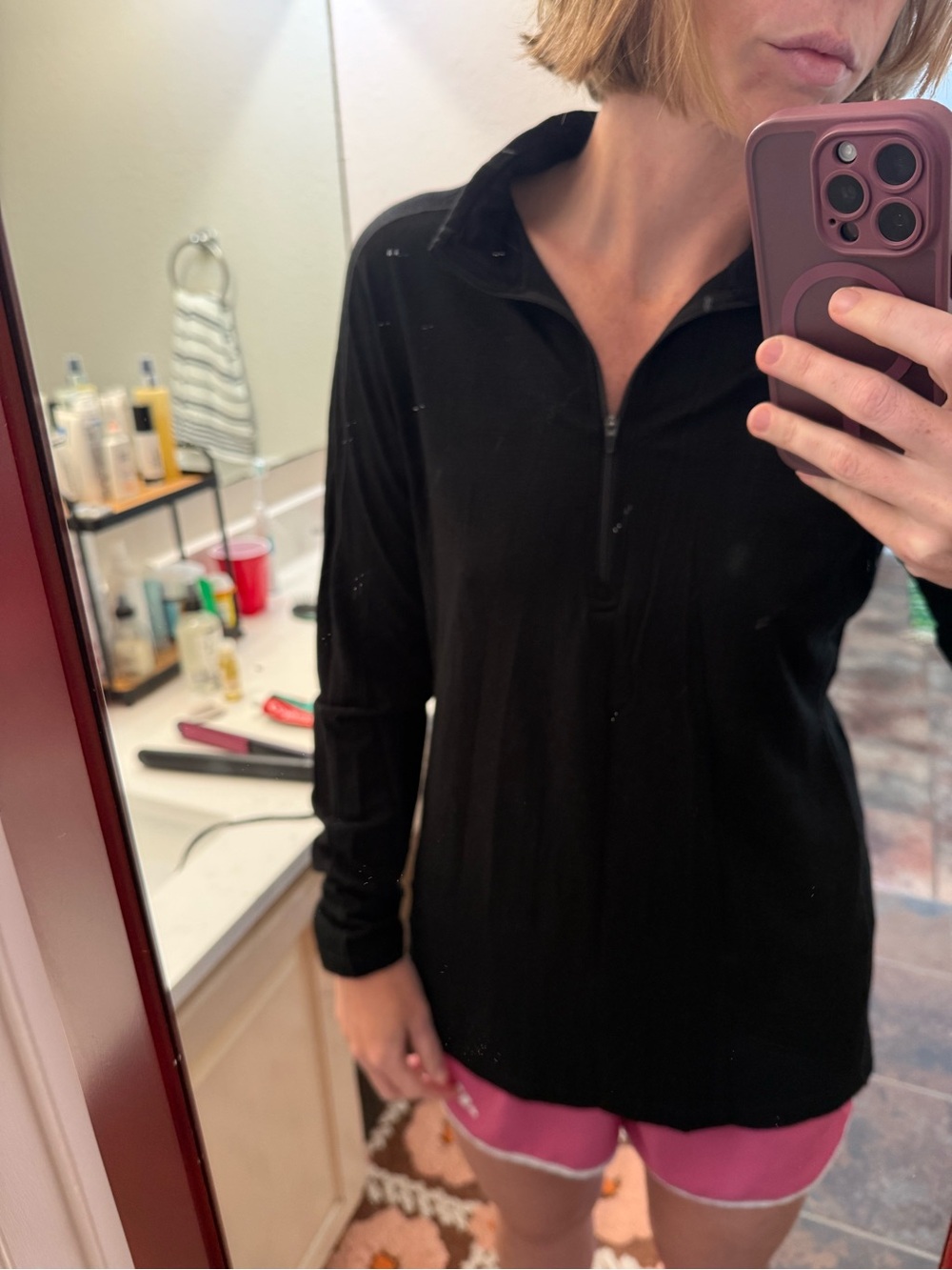REI Merino Wool quarter zip base layer top